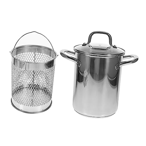 ULTECHNOVO 1Juego Freidoras Inoxidable con Cesta Olla de Inducción para Freír Crujientes para Preparar Tempura