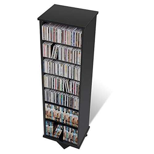 Image of Prepac 2 Revolving Display Cabinet Media Storage, Two-Sided Spinning Tower, Black