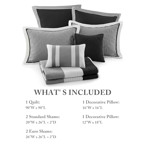 Madison Park MP13-1741 Attingham Coverlet Set, Full/Queen, Black