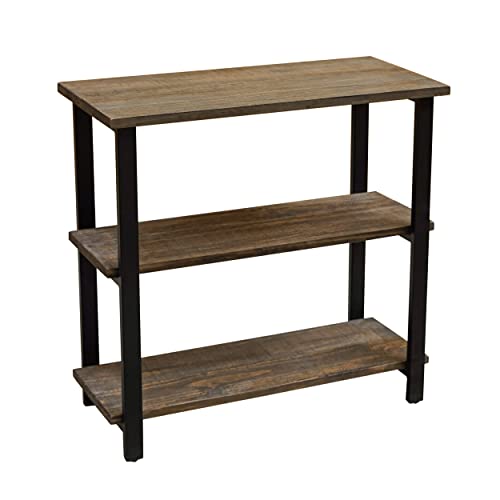 Alaterre Furniture Pomona 31" Tall 2-Tier Solid Wood And Metal Under-Window Bookcase, Rustic Reclaimed Wood Design, Industrial, Stylish, Durable Lacquer Finish, Living Room, Home Office, Bedroom #TOP1