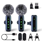 Mikrofon handy, Mikrofon für iPhone und USB-C-Stecker, Mini mikrofon, kabellose Mikrofone mit Rauschunterdrückung, Mini Mikrofon, LED-Display, mikrofon kabellos, ideal für Vlog, TikTok
