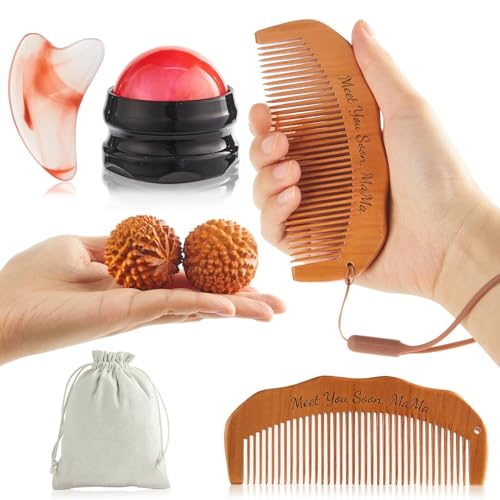 Image of gisgfim 6 Pcs Birthing Comb Acupressure Massage Ball Labor and Delivery Essentials Wooden Labor Comb Massage Tool for Pregnancy Must Haves New Mom Gifts for Labor Pain Relief
