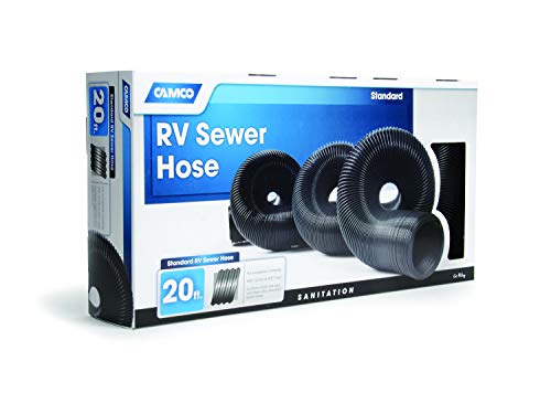 Image of Camco 20-Foot RV Sewer Hose | Features a Durable HTS Vinyl Construction, Designed to Work with Threaded and Slip Fittings, and has a 3-Inch Diameter Opening (39611), Black (Pack of 2)