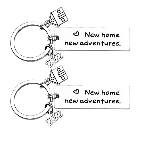 MADHAHEFU 2PC New Home Keychain - New House Gifts - New Adventures - Housewarming Gifts - Moving Anniversary - Jewellery gifts for Couple, Wife, Husband