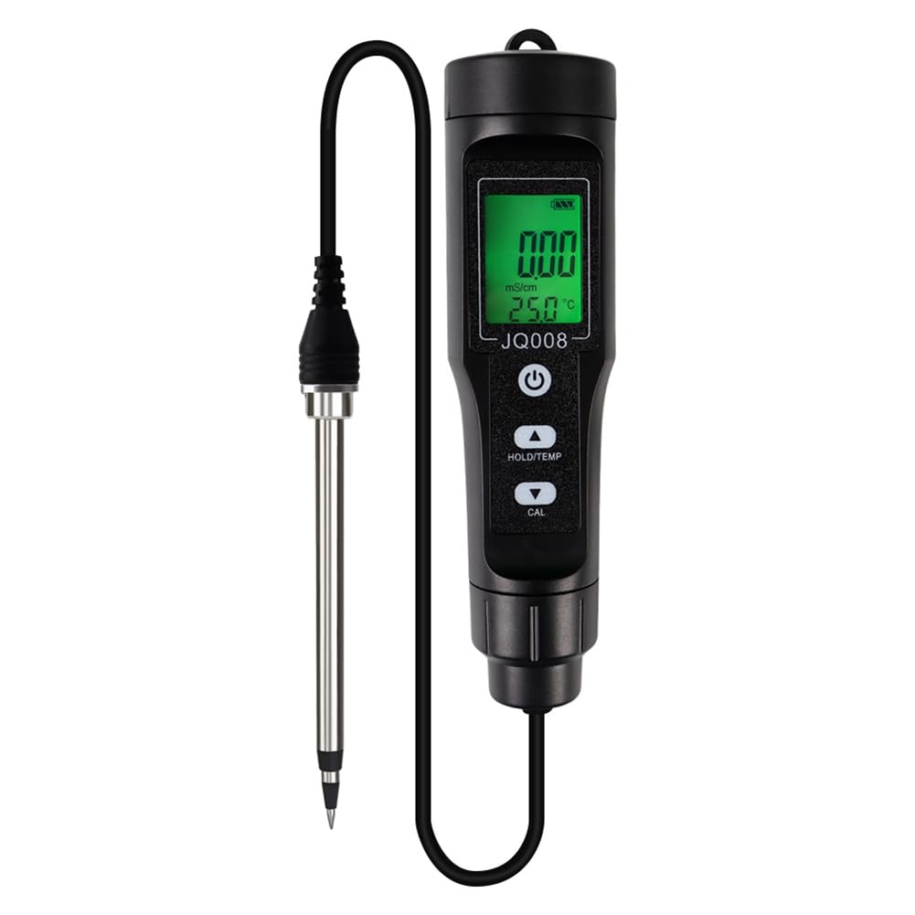 Ijsdnvjndx Black 2 In 1 Soil Ec Temp Detector Handheld Soil Ec Meter Lcd Display Soil Tester 0.00-10.00Ms/Cm Conductivity Monitor