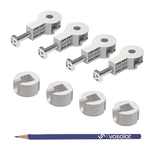 vasalat Arbeitsplattenverbinder Quick-Tech - 4x Plattenverbinder M8x64mm für Arbeitsplatte mit 25mm Mindeststärke + 4x Gegenstück