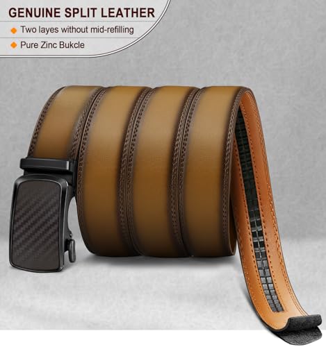 BULLIANT Ratchet Belt For Men –Leather Belt Cut to Fit for Dress Casual Pants Jeans 1 3/8"-Micro Adjustable