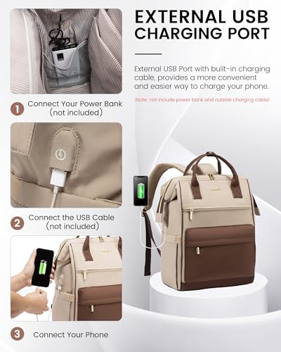 LOVEVOOK Backpack Women's Laptop School Backpack Teenager Girls Waterproof Elegant Travel Backpack Daypacks Work Bag School Bag Hand Luggage Backpack Women for Travel University Office