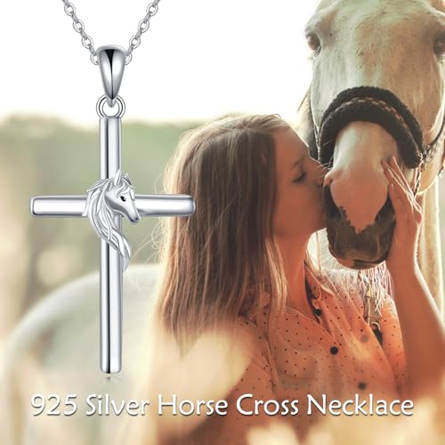 Horse Necklace Cross Necklace for Women 925 Sterling Silver Horse Jewelry Cross Pendant2