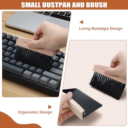 Nafafosa Tischkehrset aus Holz und Metall, Hochwertiger Besen mit Kehrschaufel Set für Arbeitsflächen, Mini Handfeger und Schaufel Tischbürste Tischbesen Mehlbesen Handbesen – Bild 5