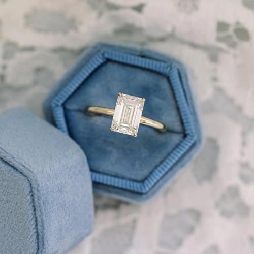 2.5ct Emerald Cut Moissanite Engagement Ring for Women D Color VVS1 Lab Created Solitaire Wedding Ring in Delicate Setting Valentine’s Day Gift 6