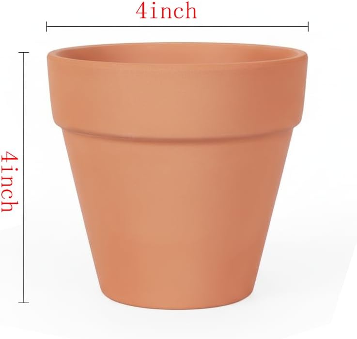 24 Pack 4 Inches Terracotta Plant Pots, Terra Cotta Planter with Drainage Holes, Perfect for Planting, Painting, Weddings and Parties (4inch/Original Color)