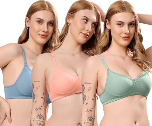Image of London Hills Regular Bra for Women Everyday Non Padded Wire Free Mid Coverage Cotton Blend