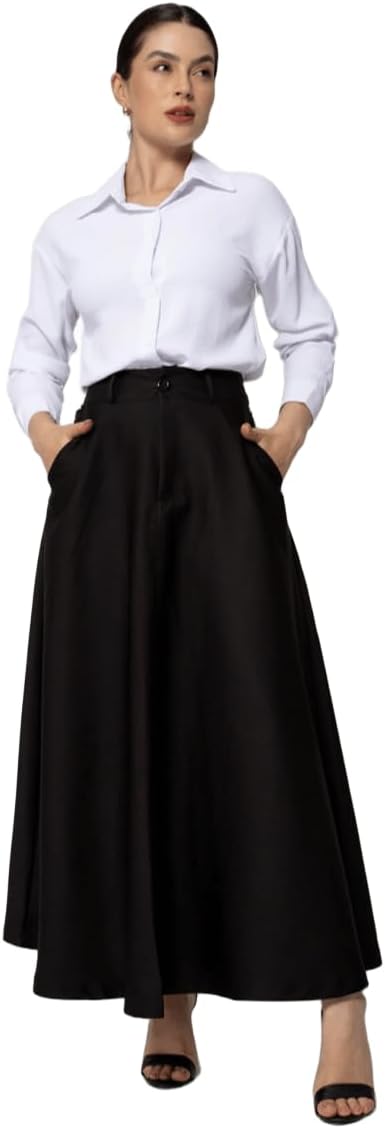 Saia longa feminina social com bolso evangélica ALFAIATARIA sai-007