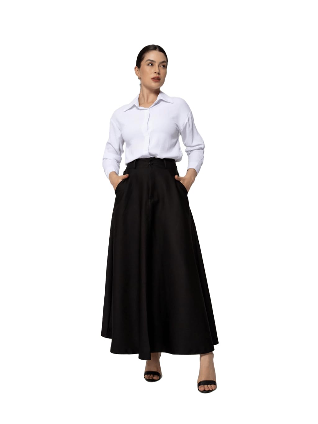 Saia longa feminina social com bolso evangélica ALFAIATARIA sai-007