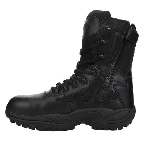 Reebok mens Rapid Response Rb Safety Toe 8" Stealth With Side Zipper Industrial Construction Boot, Black, 3.5 Wide US3