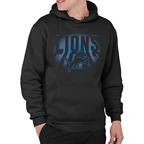 Junk Food Clothing x NFL - Detroit Lions - Team Spotlight - Unisex Adult Pullover Fleece Hoodie for Men and Women - Size X-Large , Black