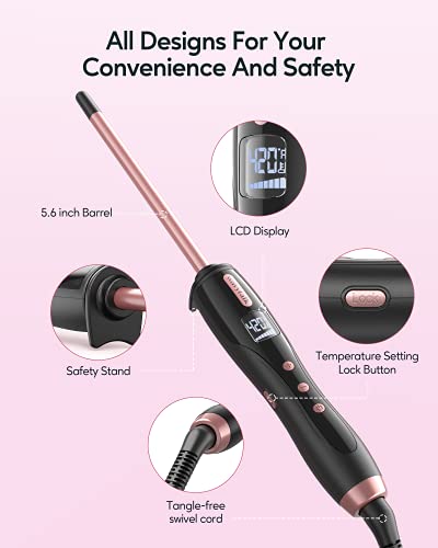 Wavytalk JDL-216B-11US 3/8 Inch Small Curling Iron, Small Curling Iron Wand For Short & Long Hair thumb #4