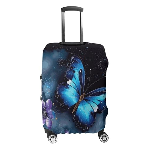 Galaxy Blue Butterfly Luggage Cover, Washable Elastic Suitcase Cover Protector Fit 18-32 Inch Luggage4