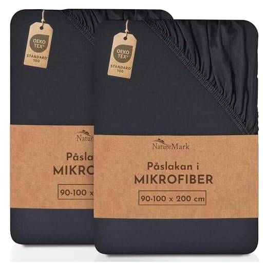 NatureMark 2-pack mikrofiber dra-på-lakan, formsydda lakan, dubbelpack i många storlekar och färger. Märkeskvalitet Oeko-Tex Standard 100 | 90x200 cm – 100x200 cm – svart