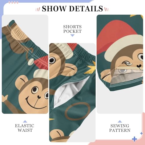 ZZXXB Monkey Xmas Tree Boys Long Pants Soft Trousers Elastic Waist Kids Lounge Bottoms with Pockets S-XL4