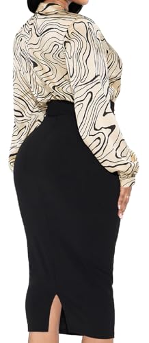 Image of SeNight Women Church Dress Sexy V Neck Dresses Bodycon Black Long Sleeve Mini Dresses
