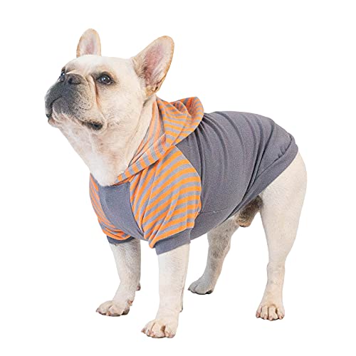 CuteBone Dog Hoodie Shirts Pet Clothes with Hat Grey Stripes DH02S