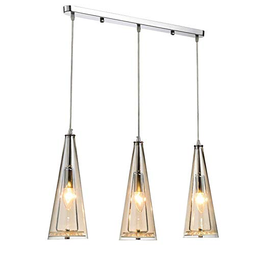 Modern Amber Pendant Light Round Glass Crystal Chandelier E14 3 Lámpara colgante de luz para cocina Isla Comedor Mesa Bar Cafe Loft Balcón Salón Iluminación A