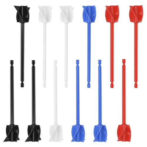QWORK Accesorio mezclador epoxi para taladro, juego de 12 piezas, paletas de hélice, agitadores de pintura, accesorio de taladro de 6.5 pulgadas, se adapta a taladros de 3/8 pulgadas y más grandes