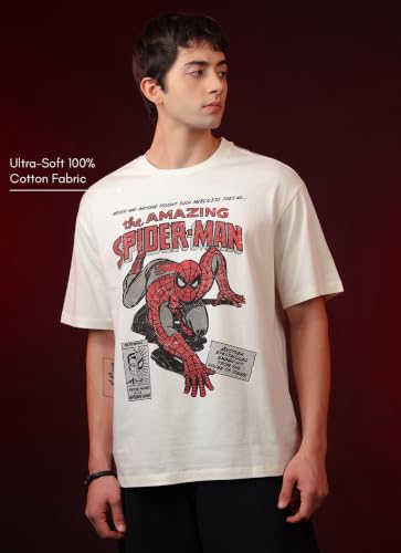 Image of Free Authority Official Marvel Spider-Man Brand New Day Graphic Printed Men's Oversized Fit T-Shirt | Pure Cotton Crew Neck Half Sleeve Casual Summer Tee