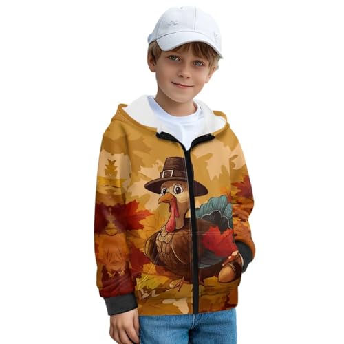 Children Zipper Up Sweatshirt, Long Sleeve Fleece Hoodies with Pocket, Sport Jacket for Boys 4-16 Years4