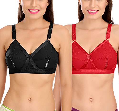 Image of SONA Women's Cotton Padded Wire Free Non Wired Minimiser Minimizer Bra