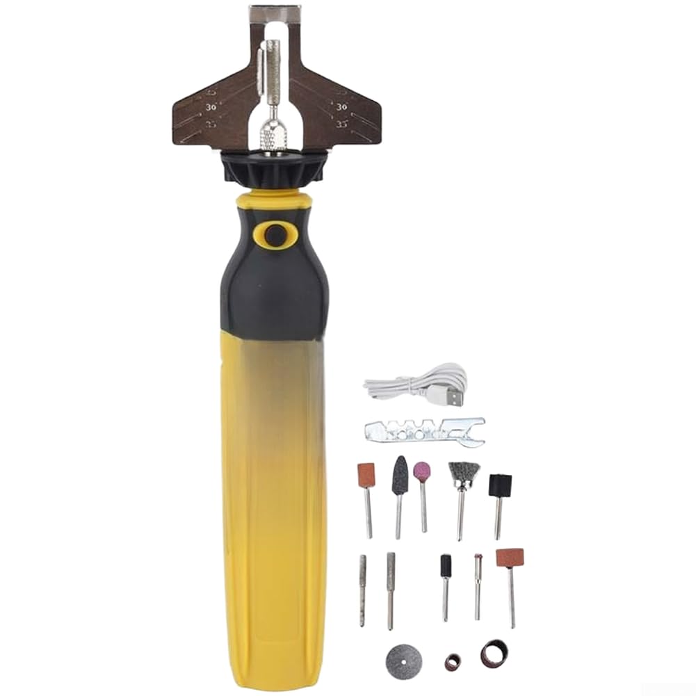 Afilador para batería Litio Motosierra 500g Ligero Afilador para(Yellow)