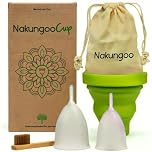Nakungoo Cup Coppetta Mestruale Morbida 100% Silicone Medicale Certificata, Anallergica, Riutilizzabile per Flusso Abbondante | Kit Completo 2 Taglie (S e L) con Sterilizzatore, Sacchetta e Spazzolina