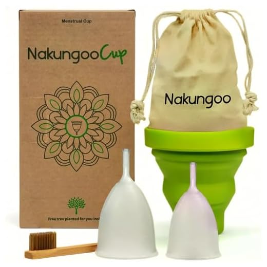 NakungooCup Copa Menstrual Kit Suave Organica Certificado 2 Copas en Talla S y L Esterilizador de Silicona Lavable Dura 12 Horas 30ml Ideal Para Principiantes