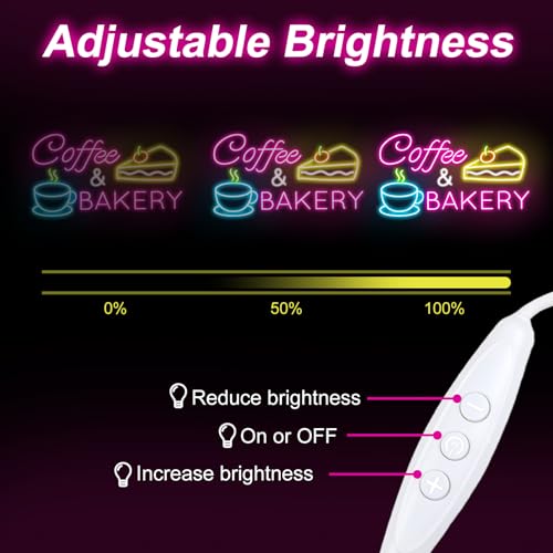Image of Coffee & Bakery Neon Sign, Open Cake Bakery And Coffee Shop Neon Light,Cake Bakery Wall Decor for family party birthday, kitchen coffee bar dhop restaurant hotel decoration weddings & retail decor