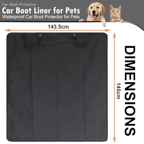 ATEK Kofferraumschutzdecke für Hunde – 143,5 x 145 cm strapazierfähige wasserdichte Kofferraumdecke für Hunde, universell für Kombi, Schrägheck, SUVs, LKWs mit ATEK 600D Oxford-Material, Schwarz
