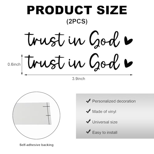 Image of DXNQ 2PCS Trust in God Rearview Mirror Decals, Automotive Vinyl Rear View Mirror Decorative Stickers, Waterproof Trust in God Stickers for Car Truck Laptop, Car Accessories (Black)