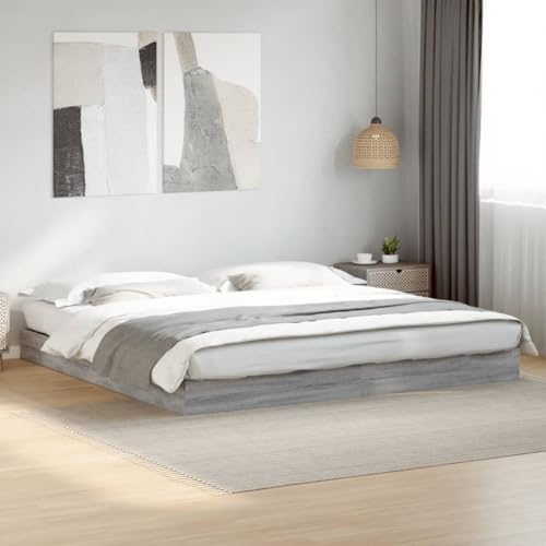 vidaXL Estructura de Cama Madera de ingeniería Gris Sonoma 180x200 cm, Muebles de Dormitorio, Camas, Cama Doble, Cama, somier, Cama de palets