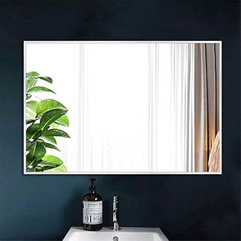 MAYEERTY Wall Mirror Large Decorative Bathroom Bedroom Living Room Entryway Rectangular Aluminum Alloy Metal Frame Wall Mounted Hanging Horizontal or Vertical (24x36in, Silver) Cover