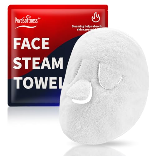 PureSoftness Face Steam Towel with Headband. Reusable Facial Steamer Spa Towels for Women Girls. 2-in-1 Care. Steam Serum Cream Absorption. Cool Calming Moisturizing