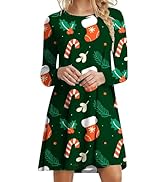 QDC Weihnachtskleid Damen Langarm Pullover Minikleid Lustig Kostüm Festlich Shirtkleid Partykleid...