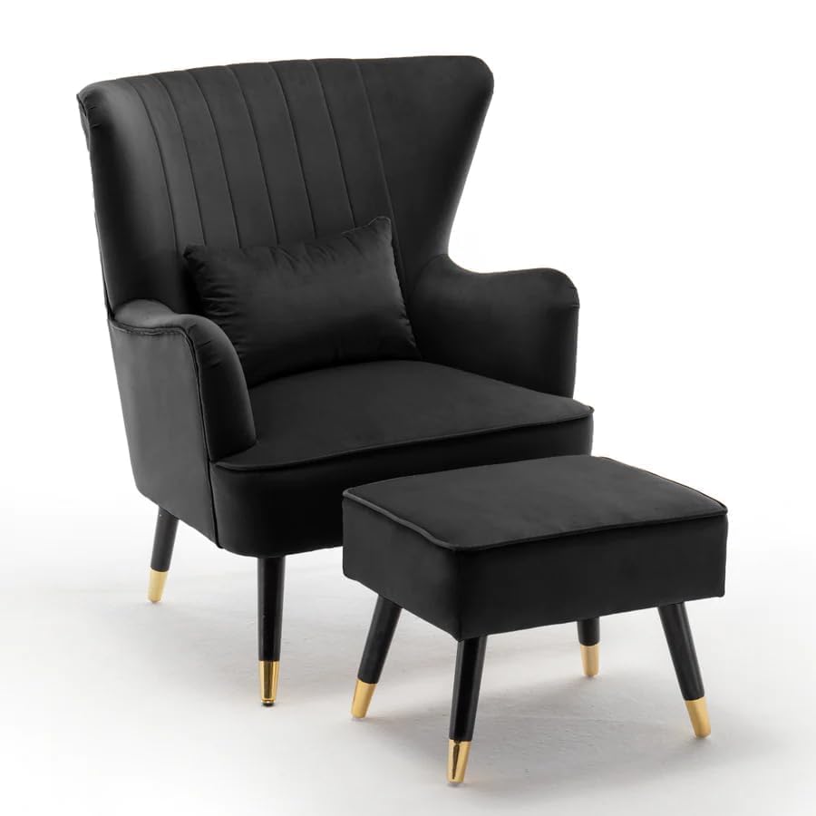 Image of Chair Armchair Single Sofa Chair for Small Apartments, Living Room or Bedroom Chair (Bllack)
