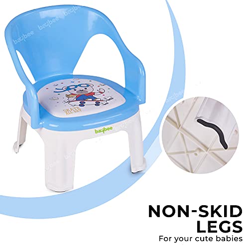 Image of Baybee Kids Chair Strong & Durable Plastic Baby Chair for Kids Home School, Kids Study Table Chair | Booster Seat for Baby, Portable Activity Chair for Kids Boys & Girls | Blue