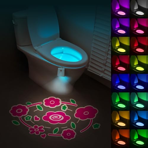 HOTUT Lampe LED pour Toilette, 16 Couleur Lumière des Toilettes À L'intérieur des Toilettes avec Détecteur de Mouvement, Étanche et Rechargeable, Lampe...