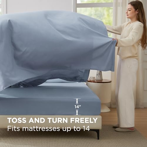Image of Bedsure Full Size Comforter Set - 7 Pieces Navy Full Bedding Set for All Seasons, Boho Contrasting Design Bed in a Bag with Comforter, Sheets, Pillowcases & Shams