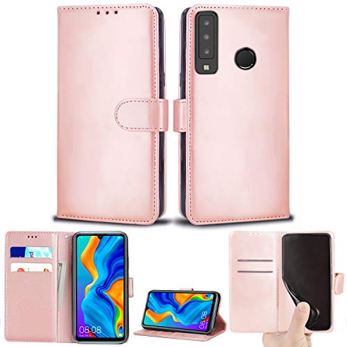 Huawei P30 Lite Case Leather Wallet with Flip Cover Credit Card Pockets and Stand Compatible with Huawei P30 Lite (Rose Gold)
