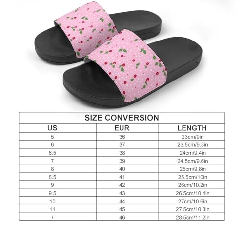 Cute Cherry Pattern House Slippers for Women Men Lightweight Open-toe Slide Shoes for Bathroom Swimming Beach2