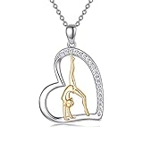 POPKIMI Gymnastics Necklace for Girls Daughter 925 Sterling Silver Gymnastics Necklace Flipping Gymn