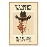 postereck - 1122 – poster wanted, dead or alive cowboy western hut – scritta – poster da parete – poster – 3:2 – 61,0 cm x 40,5 cm